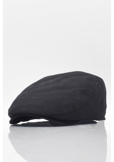 Külah Erkek Düz Pamuklu Siyah Flat Cap Kasket