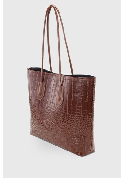 Housebags Kadın Retro Vintage Shopper Çanta Taba Krokodil 264 Taba