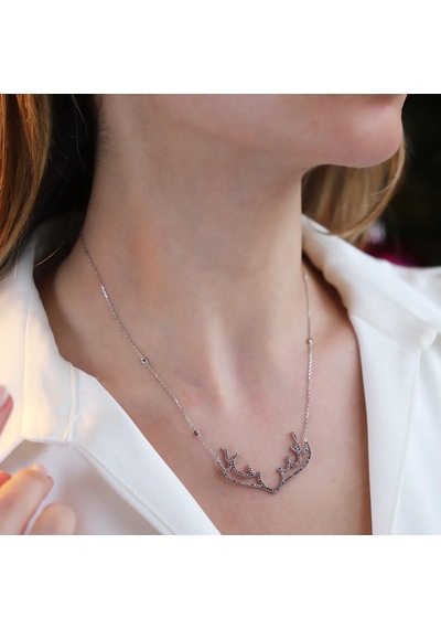 Geyik Model Gümüş Kolye Gümüş
