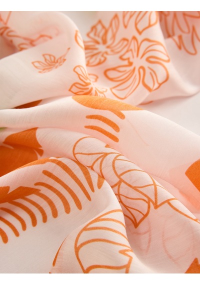 Koton Viskon Kumaş Çiçek Desenli Kare Fular Bandana Beyaz Desenli 6sak50117aa