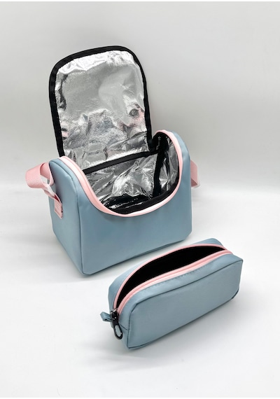 İlk Okul Çantası 3'lü Seti Unisex Çocuk İlkokul Çantası Bvt-8010 Pudra-mavi Mavi