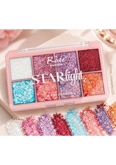 Rose 8'li Far Cosmetics Glitter Far Paleti Yüz Ve Vucut Simi Işıltı 0