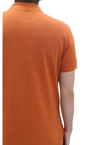 Santa Dmctekstil Erkek Dior Düz Spor Kesim Dar Kalıp Cepsiz Polo Yaka T-shirt Turuncu