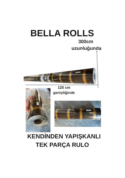 120cmx300cm Tek Parça Yapışkanlı Rulo Gold Çizgili Düz Parlak Duvar Paneli Kağıdı Taksim Qm0133