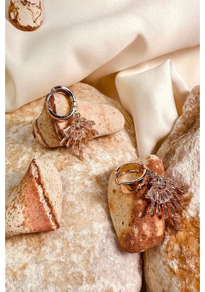 Taşlı Xuping Luxury Tasarım Kadın Stainless Steel Küpe Rose Gold