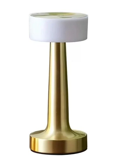 Kablosuz Mantar Masa Lambası Gold Kare Tasarım Type C Şarjlı Beyaz