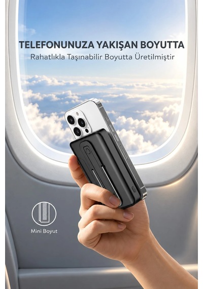 Exenar - Siyah - 10000mah Standlı Pd20w Type-c - Usb-a Scp22.5w - 15w Kablosuz Hızlı Şarj Led Göstergeli Powerbank