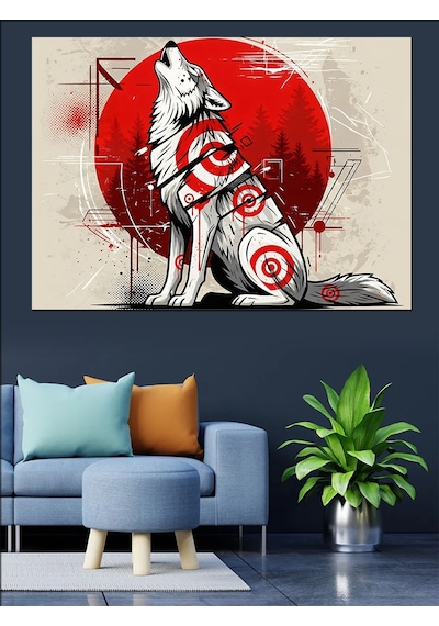 Ahşap Tablo Kurt Ve Güneş Japon Sanatı