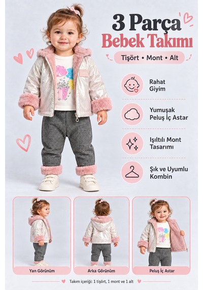 Ahengim Kız Bebek 3 Parça Takım Peluş Detaylı Kapüşonlu Parlak Mont Baskılı Üst Desenli Pantolon Ak1019 Gül Kurusu Ahengim Kız Bebek 3 Parça Takım Peluş Detaylı Kapüşonlu Parlak Mont Baskılı Üst Desenli Pantolon Ak1019 Gül Kurusu