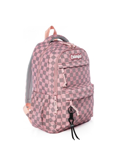 Colorful Polly Sırt Çantası Pudra Pembe - Laptop Bölmeli Günlük Çanta Kız İlkokul - Ortaokul - Lise Pudra Pembe