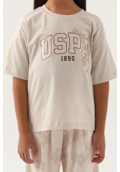 U.S. Polo Assn. Kız Çocuk Bej Pijama Takımı Us1827-c-v2