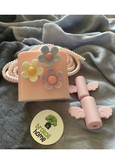 Brokoli Home Apple Uyumlu iPhone 18w/20w Şarj Kılıfı, Şarj Örme Aparatı, Kablo Koruyucu Aparatı,çiçekk Diğer