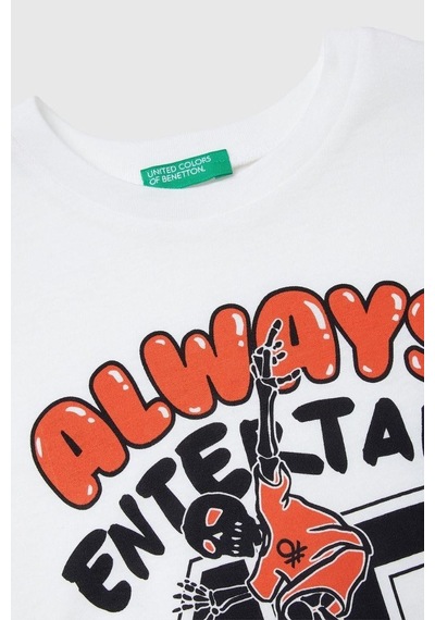 United Colors Of Benetton Erkek Çocuk 3jerc10qo-25k Uzun Kol Tshirt Beyaz-2142 Beyaz
