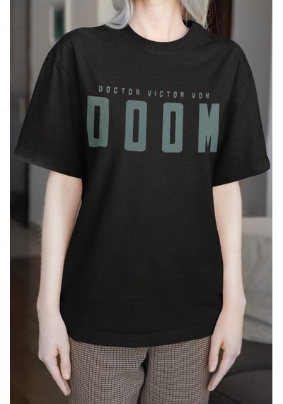 Doctor Doom Süper Film Kahraman Sırt Baskılı Unisex Oversize Tişö Siyah