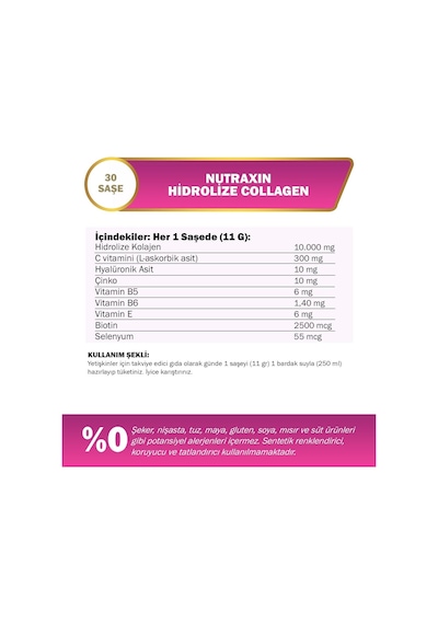 Beauty Gold Collagen C Vitamini, Hyalüronik Asit, Kolajen Takviye Edici Gıda 1 X 30 Adet 2 Paketi