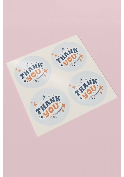 Yıldızlı Thank You Purchase Mavi Sticker 3x3cm St2237 Çok Renkli