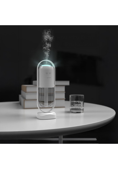 Lenyes Lhu04 Kum Saati Tipi 360 Derece Dönebilen Rgb Atmosfer Işıklı Sessiz Hava Nemlendirici Beyaz
