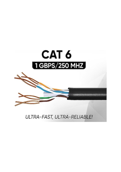 Dış Mekan Cat6 Kablo 50m Awg23 Bakır Tel Double Layer