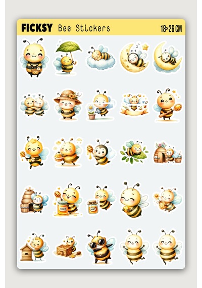 Sevimli Arı Sticker Seti - 50 Adet Etiket Çıkartma Diğer