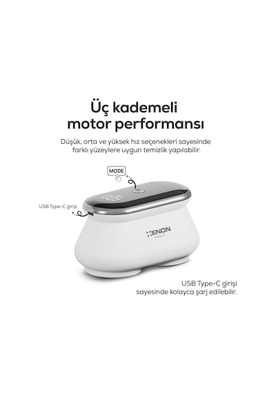 Xenon Smart Şarjlı Tüy Toplama Makinesi 7200 Rpm, 3 Kademe, Çift 6 Bıçaklı, Led Ekran, Usb-c, 1800 Mah X6175