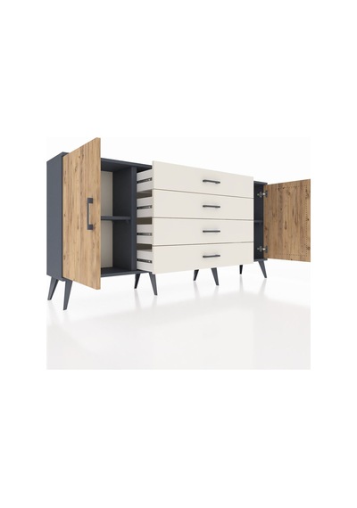 Arges Konsol 2 Raflı 4 Çekmeceli 2 Kapaklı 176x30x83 Antrasit-çam/aytaşı Çam/aytaşı Arges Konsol 2 Raflı 4 Çekmeceli 2 Kapaklı 176x30x83 Antrasit-çam/aytaşı Çam/aytaşı