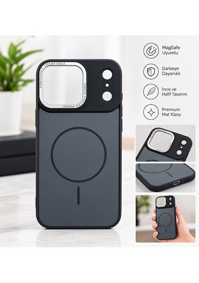 İphone 17promax Standlı Kamera Korumalı Silikon Siyah