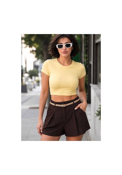 Gigi Wardrobe Portofino Yüksek Bel Şort Ekru Ekru