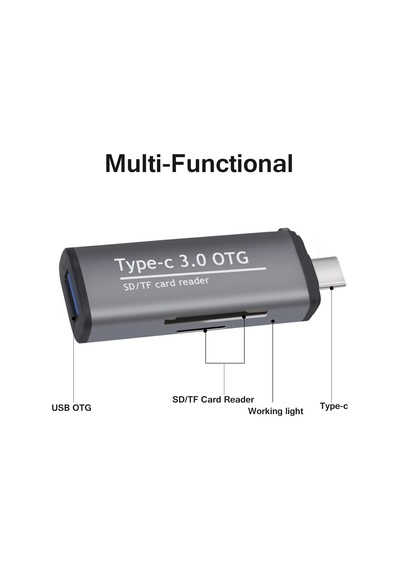 Type-c To Usb 3.0 Tf Sd Kart Okuyucu Usb Type-c Otg Adaptör Çevirici