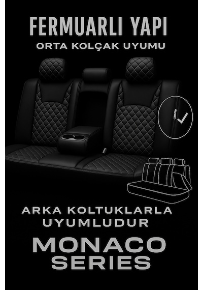 Audi A-5 Quattro 2015 - 2019 - Monaco Eviza Kumaş Deri Detaylı Oto Koltuk Kılıfı - Siyah Beyaz Siyah Beyaz