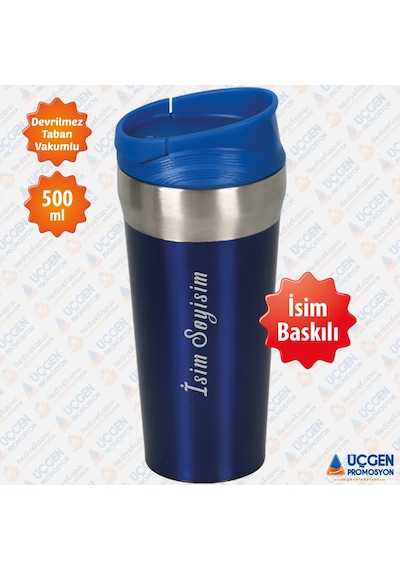 500ml Kişiye Özel Devrilmez Çelik Termos Bardak 3740  Kırmızı