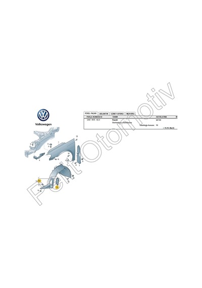 Scirocco Sol Ön Çamurluk Davlumbaz Kapağı 1K8805413 ()