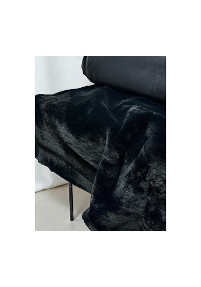1000 Gr Tavşan Tüyü Peluş Kumaş 50x150 Cm A Kalite, Ultra Yumuşak, Tüy Dökmez Siyah Siyah
