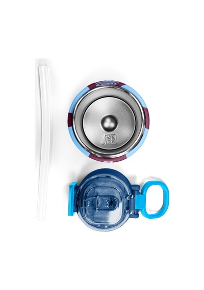 Coral High Kids Bordo Mavi Taraftar Desenli Pipetli Ve Direkt İçim Çelik Termos 500 Ml 31788