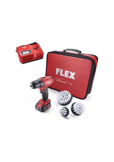 Flex Şarjlı Vidalama Ve Detaylı Temizlik Fırça Seti - Dd 2g Matkap, 3lü Fırça 10.8v 2.5ah Akülü