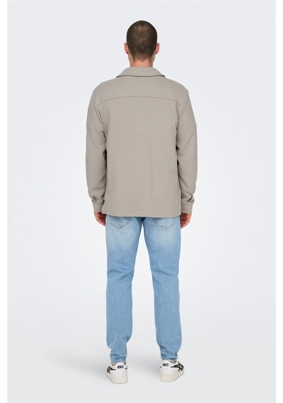 Only & Sons Normal Açık Füme Düz Erkek Gömlek Onsnewkodyl Overshırt Sweat Noos