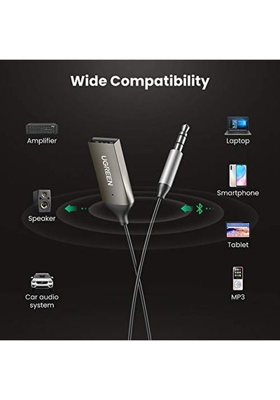 Ayrex Ugreen Mikrofonlu 3.5 Mm Aux Bluetooth 5.3 Alıcı Adaptör Araç Kiti