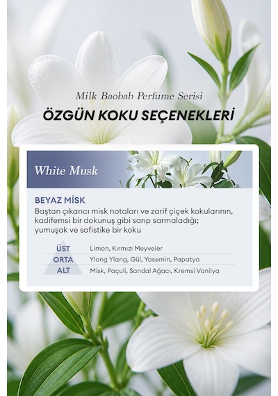 6 Hyalüronik Asitle Nemlendiren Parfümlü Vücut Losyonu Mılk Baobab Perfume Body Lotion White Musk