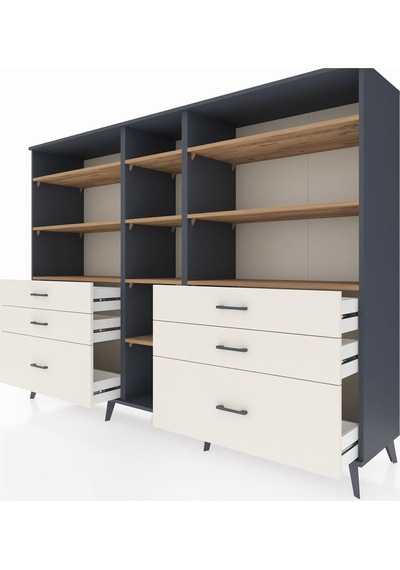 Hyperion Dolap 10 Raflı 6 Çekmeceli 220x44x163 Antrasit-çam/aytaşı Atlas Çam/aytası - Antrasıt Hyperion Dolap 10 Raflı 6 Çekmeceli 220x44x163 Antrasit-çam/aytaşı Atlas Çam/aytası - Antrasıt