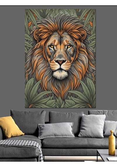Ahşap Tablo Aslan Başı Grafik Tasarım