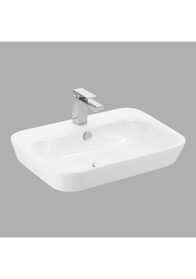 Lucco Mita 65 CM Tezgah Üstü Dikdörtgen Lavabo Beyaz