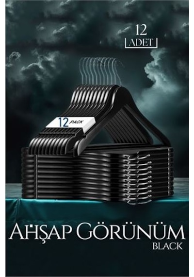 Modacar Siyah Ahşap Görünüm 12 Li Askı Seti Schönbuch Design Çok Renkli