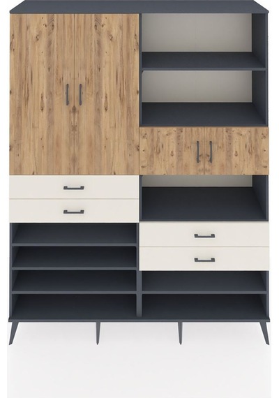 Hyperion Gardrop 11 Raflı 4 Çekmeceli 4 Kapaklı 176x44x221 Antrasit-çam/aytaşı Çam/aytaşı Hyperion Gardrop 11 Raflı 4 Çekmeceli 4 Kapaklı 176x44x221 Antrasit-çam/aytaşı Çam/aytaşı