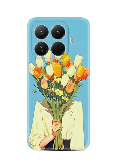Xiaomi 15t Pro Kılıf Limited Resimli Lale Buketiyle Kapatan Kadın 225