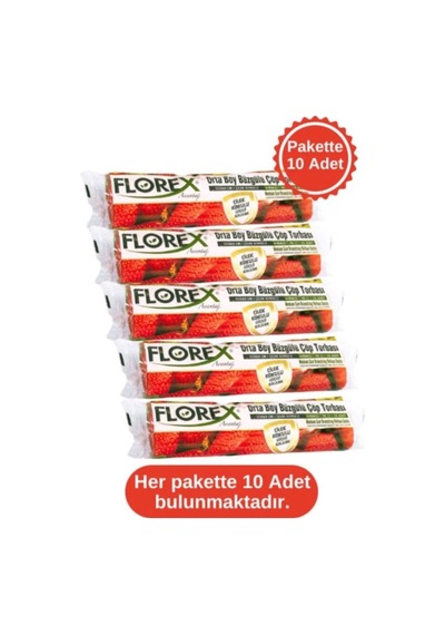 Çilek Kokulu Büzgülü Orta Boy 55x60 Cm Çöp Poşeti Kırmızı 10 Rulo