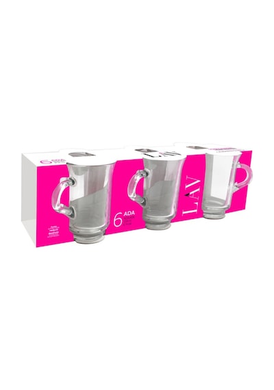 Lav Ada Cam Kulplu Çay Bardağı 6 Kişilik 155 ml Kulplu