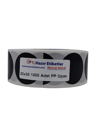 Pp Opak Daire Çap Etiketi Rulo Etiket, 30mm X 30mm Çap 1000 Adet, Yuvarlak Siyah Zemin Baskılı Kontrol Etiketi 124-Pembe