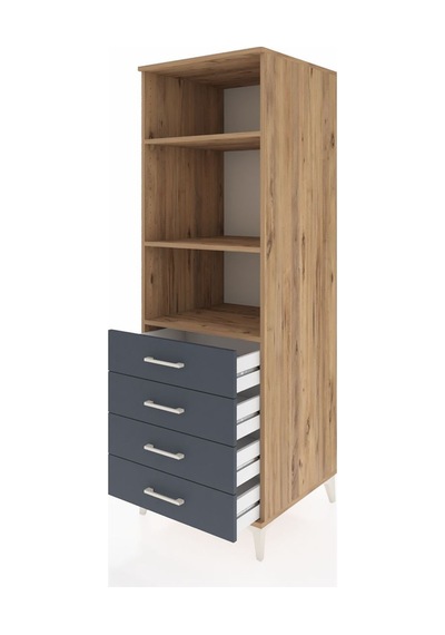Kronos Dolap 3 Raflı 4 Çekmeceli 60x59x182 Çam-antrasit Atlas Çam
