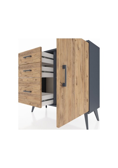 Arges Şifonyer Tek Raflı 3 Çekmeceli Tek Kapaklı 88x30x80 Antrasit-çam Çam Arges Şifonyer Tek Raflı 3 Çekmeceli Tek Kapaklı 88x30x80 Antrasit-çam Çam