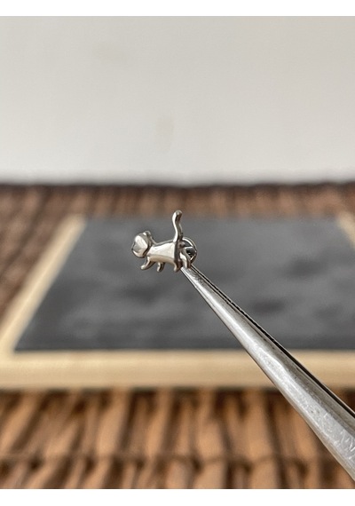 Yüksek Kalite G23 Titanium Kedi Titanyum 6 X 1.2 MM Labret Piercing Gümüş