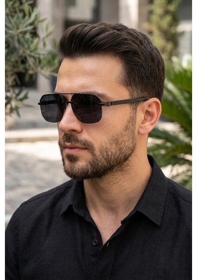 Di Caprio Dc3035black Siyah Geometrik Çerçevesiz Polarize Camlı Erkek Güneş Gözlüğü